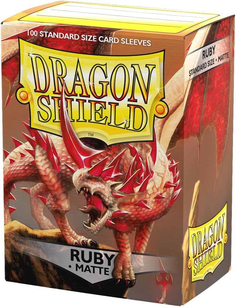 dragon shield أكمام بطاقات مات قياسية الحجم | 100 قطعة - أكمام TCG متميزة وسلسة وقوية | متوافقة مع بوكيمون، فليش آند بلود، ون بيس وماجيك ذا جاذرينغ | روبي - مات - Image 1